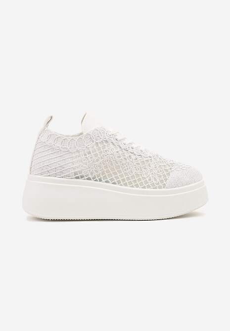 Białe Ażurowe Sneakersy Vices na Platformie Halvisa 4