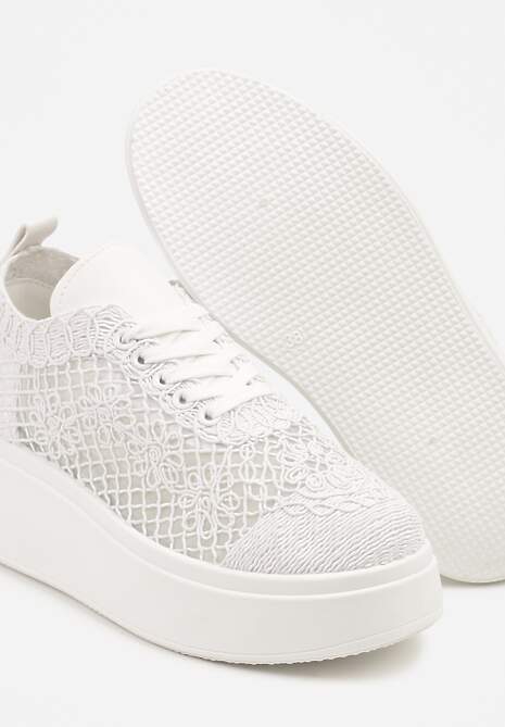 Białe Ażurowe Sneakersy Vices na Platformie Halvisa 6