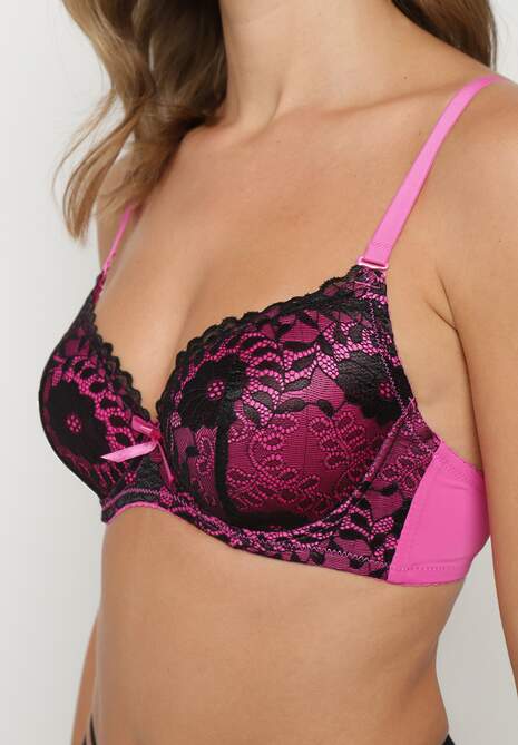 Sutien Nelamis Negru cu fucsia