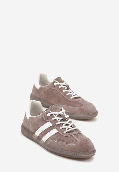 Brązowe Płaskie Sneakersy ze Skóry Naturalnej z Ozdobnymi Paskami Nelarielis 5