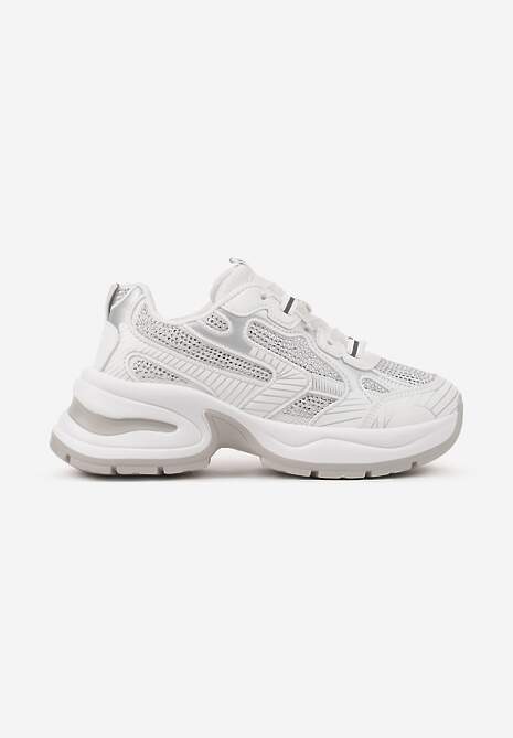 Białe Brokatowe Sneakersy w Streetwearowym Stylu na Piankowej Podeszwie Felindris 4