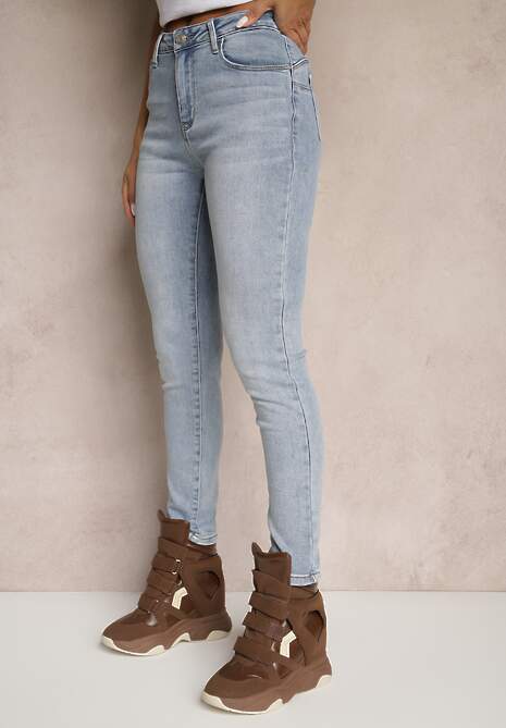 Jasnoniebieskie Jeansy Skinny z Bawełny Push-Up Carivira 4