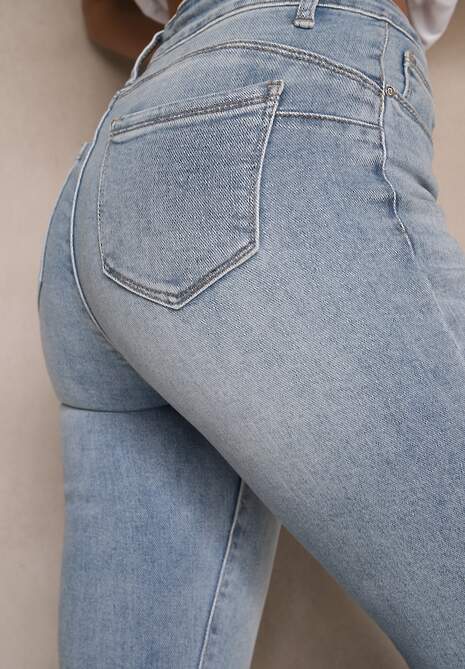 Jasnoniebieskie Jeansy Skinny z Bawełny Push-Up Carivira 5