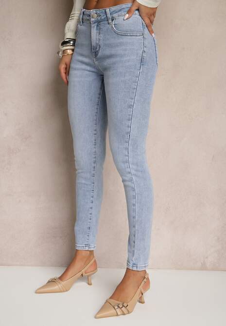 Jasnoniebieskie Jeansy z Bawełny Typu Slim Felindrae 4
