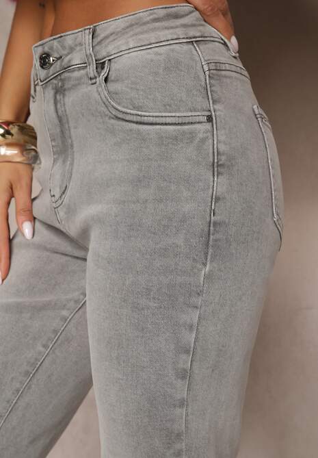 Jasnoszare Bawełniane Jeansy Typu Mom Fit Emviola 5