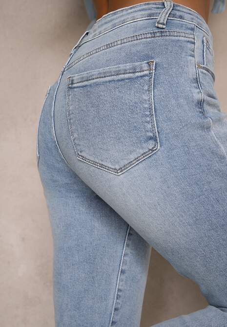 Niebieskie Jeansy Mom Fit High Waist Delonwen 5