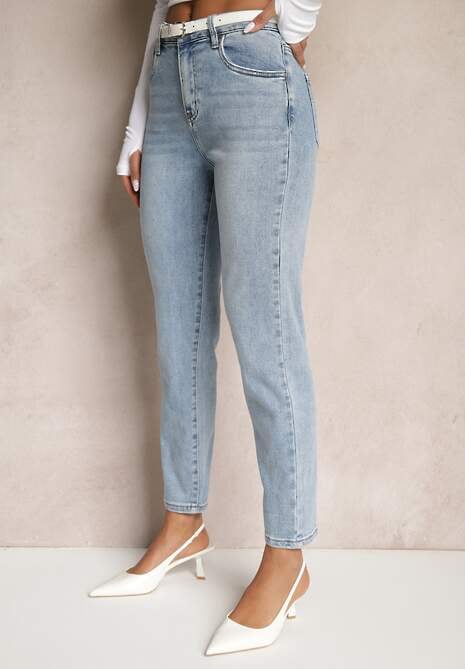 Jasnoniebieskie Jeansy High Waist Regular Fit Felindor 4