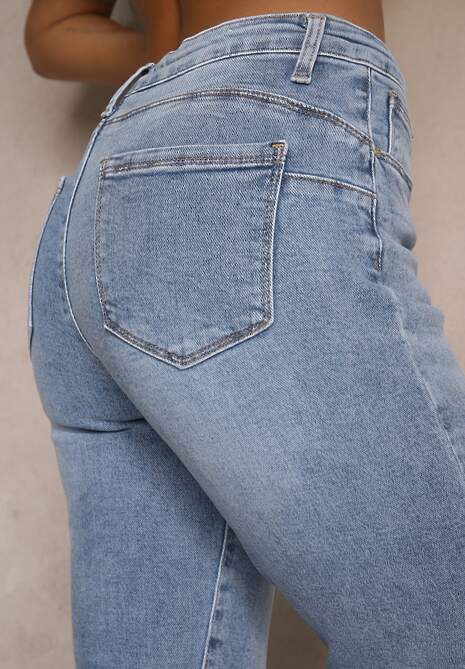 Jasnoniebieskie Jeansy High Waist o Kroju Mom Fit Delarinor 5