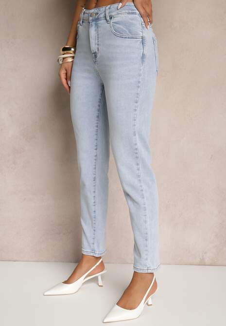 Jasnoniebieskie Jeansy Slim Regular Waist Ravionne 4