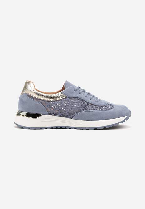Niebieskie Ażurowe Sneakersy na Podeszwie z Metaliczną Wstawką Neomira 4