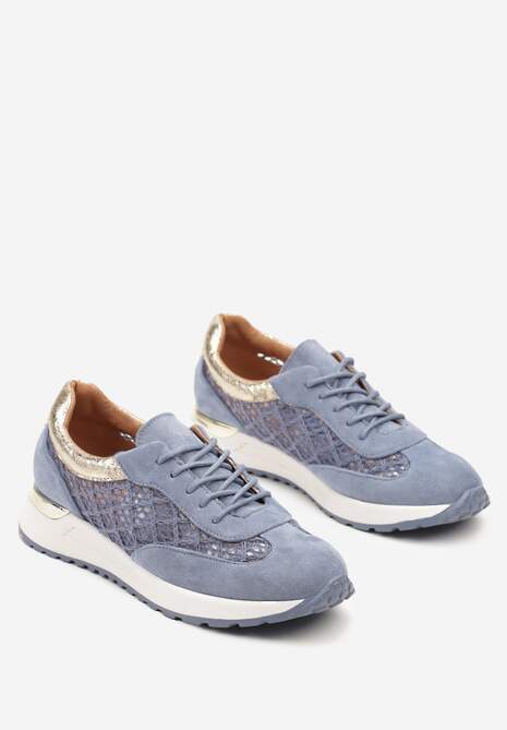 Niebieskie Ażurowe Sneakersy na Podeszwie z Metaliczną Wstawką Neomira 5