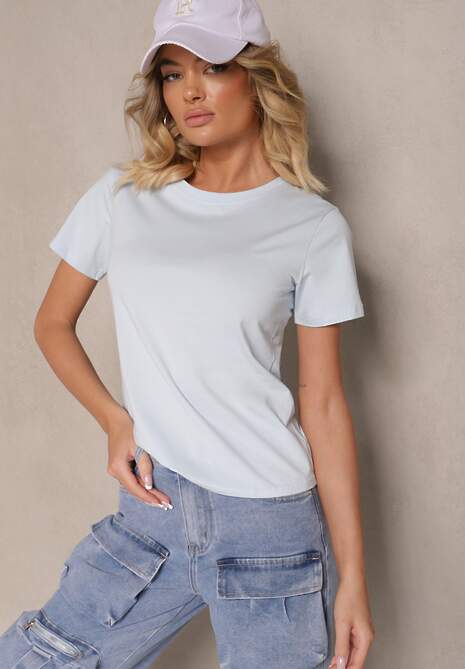 Jasnoniebieski Casualowy Bawełniany T-shirt Rivali 4