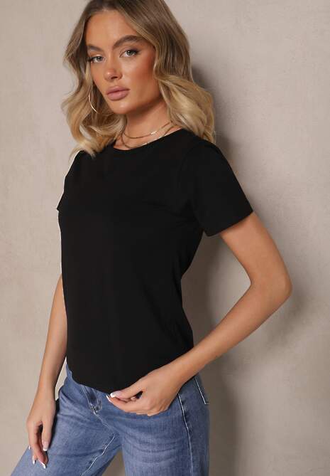 Czarny Casualowy Bawełniany T-shirt Rivali 4