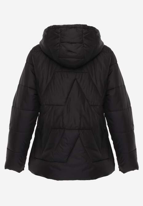 Czarna Pikowana Kurtka Przejściowa z Kapturem Silidi 7