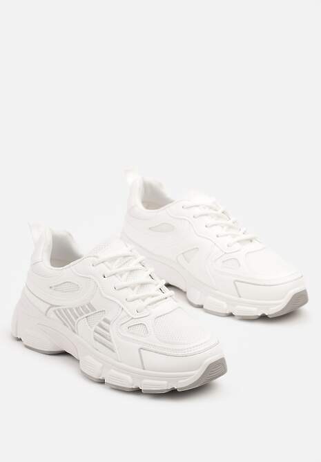 Białe Sneakersy w Streetwearowym Stylu na Grubej Podeszwie Felethra 5