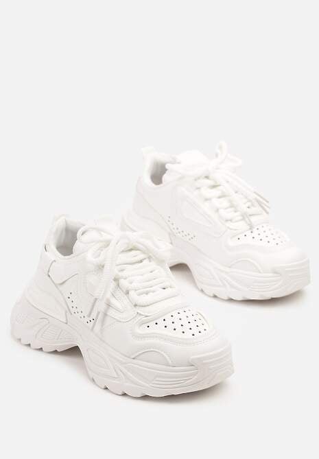 Białe Sneakersy w Streetwearowym Stylu na Tłoczonej Podeszwie Nelasea 5
