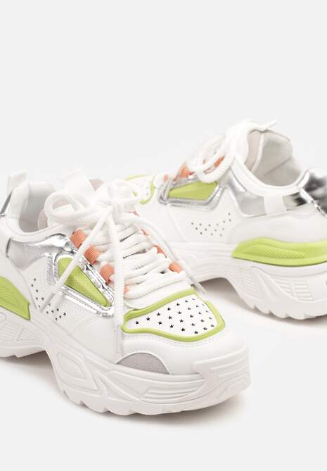 Biało-Zielone Sneakersy w Streetwearowym Stylu na Tłoczonej Podeszwie Nelasea 6