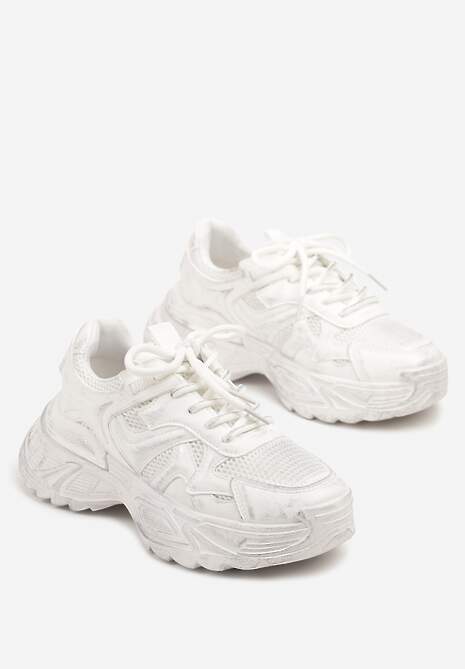 Białe Sneakersy w Streetwearowym Stylu na Podeszwie z Tłoczeniami Neodeoriel 5