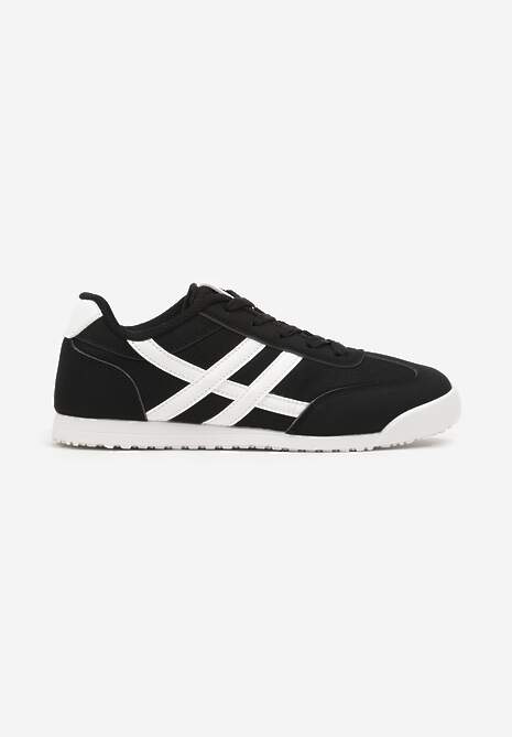 Czarne Sneakersy na Płaskiej Podeszwie z Geometrycznym Wzorem Rivmi 4