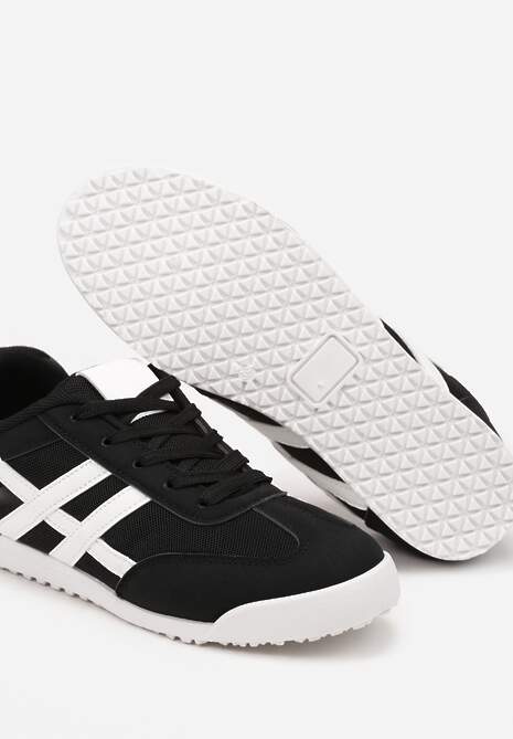 Czarne Sneakersy na Płaskiej Podeszwie z Geometrycznym Wzorem Rivmi 6