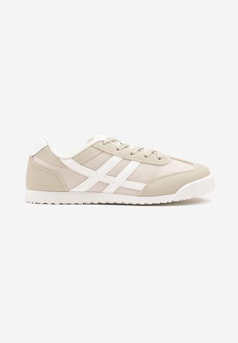 Beżowe Sneakersy na Płaskiej Podeszwie z Geometrycznym Wzorem Rivmi 4