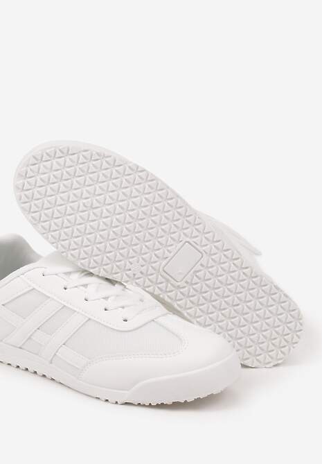 Białe Sneakersy na Płaskiej Podeszwie z Geometrycznym Wzorem Rivmi 6