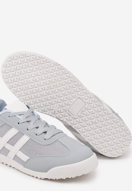 Jasnoniebieskie Sneakersy na Płaskiej Podeszwie z Geometrycznym Wzorem Rivmi 6