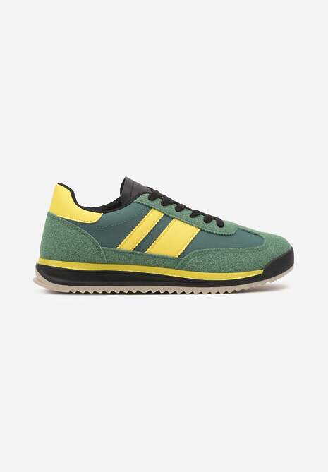 Zielone Sneakersy w Stylu Tenisówek Ozdobione Paskami Lilmi 4
