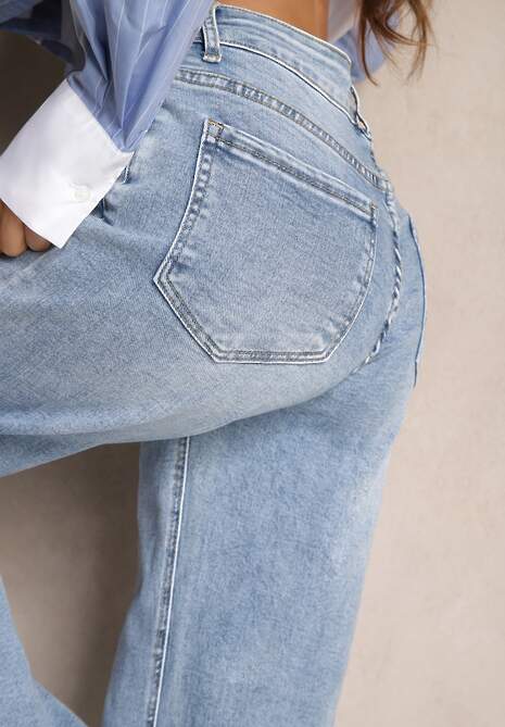 Jasnoniebieskie Jeansy High Waist o Szerokim Kroju Deladriel 5