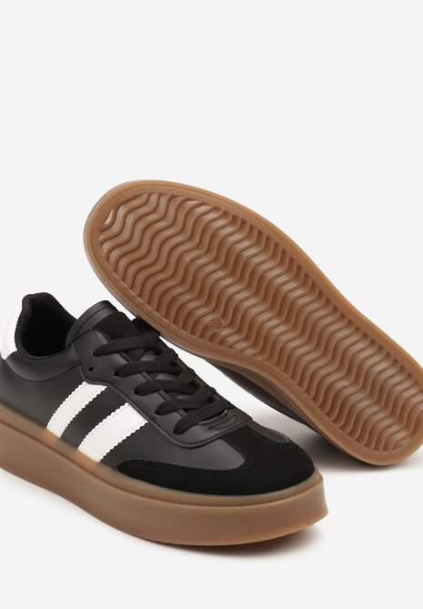 Czarne Sneakersy Tenisówki Ozdobione Paskami Sovresia 6