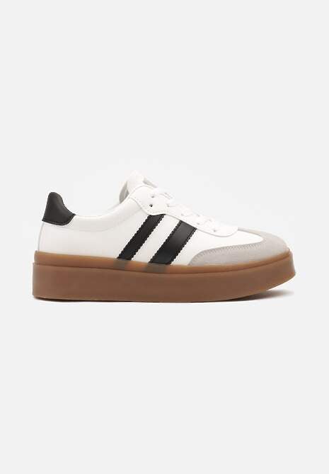 Biało-Czarne Sneakersy Tenisówki Ozdobione Paskami Sovresia 4