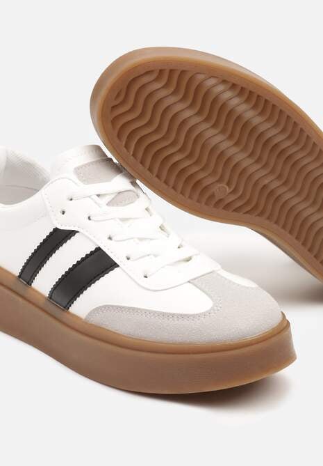 Biało-Czarne Sneakersy Tenisówki Ozdobione Paskami Sovresia 6