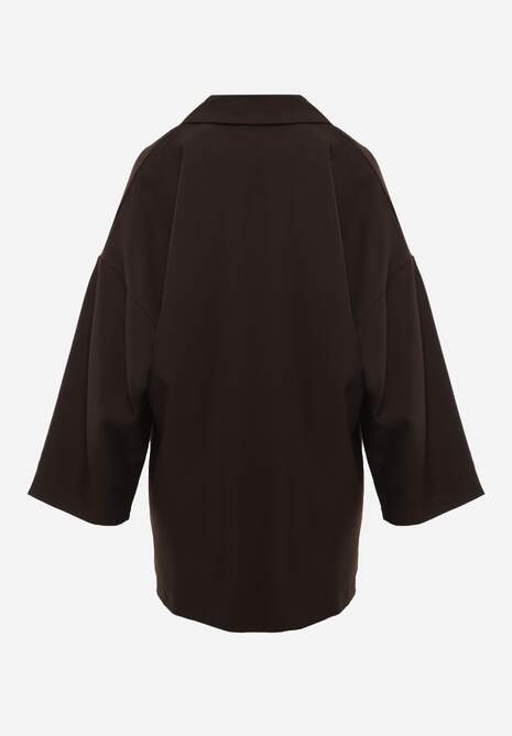 Brązowa Oversizowa Marynarka z Klapami i Dwurzędowym Zapięciem Sinthelis 7