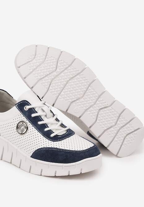 Sneakers Milothra Alb cu bleumarin 6