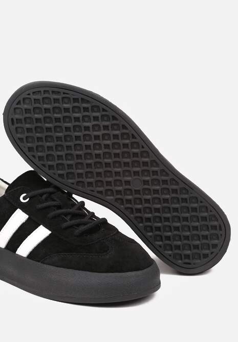 Czarne Sneakersy Klasyczne Tenisówki ze Skóry Naturalnej Alotia 6