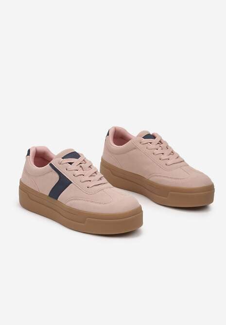 Różowo-Granatowe Sneakersy na Grubej Podeszwie w Stylu Kultowych Tenisówek Hanelith 5