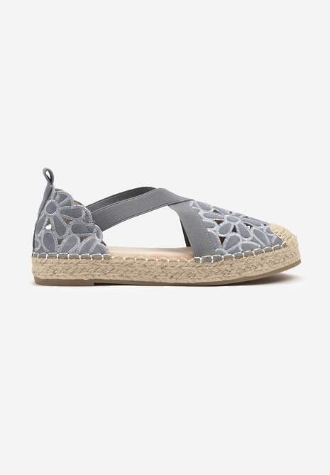 Niebieskie Płaskie Espadryle z Ażurową Cholewką Elearosea 4