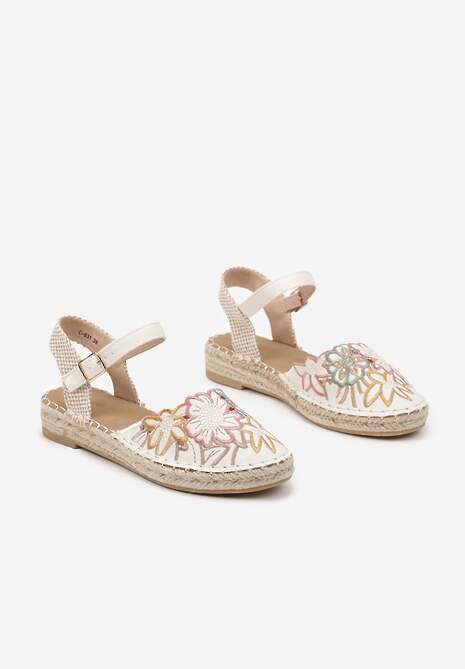 Beżowe Sandały w Stylu Espadryli z Plecionką i Haftem Lealisse 5