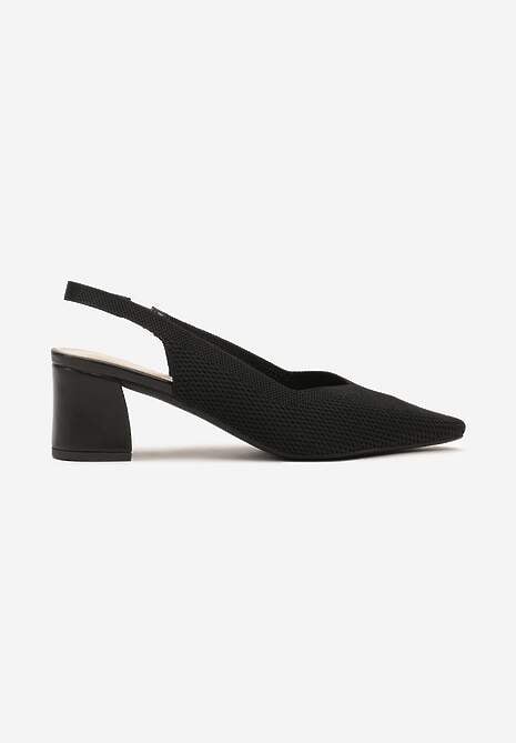 Czarne Czółenka na Słupku Typu Slingback Fonnaria 4