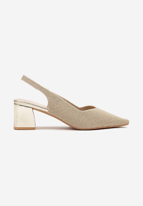 Złote Czółenka na Słupku Typu Slingback Fonnaria 4