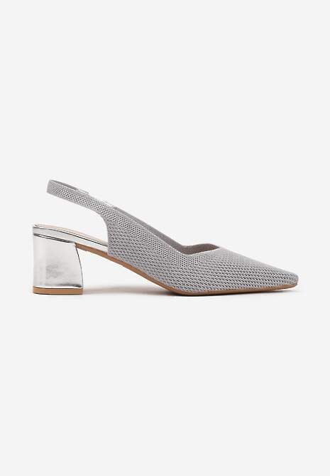 Srebrne Czółenka na Słupku Typu Slingback Fonnaria 4