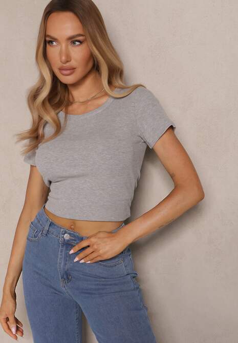 Szary T-shirt Basic z Wiskozy Worreti 4