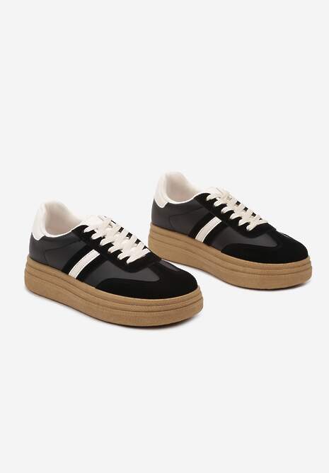 Czarne Sneakersy Kultowe Tenisówki na Grubej Podeszwie Gonelis 5