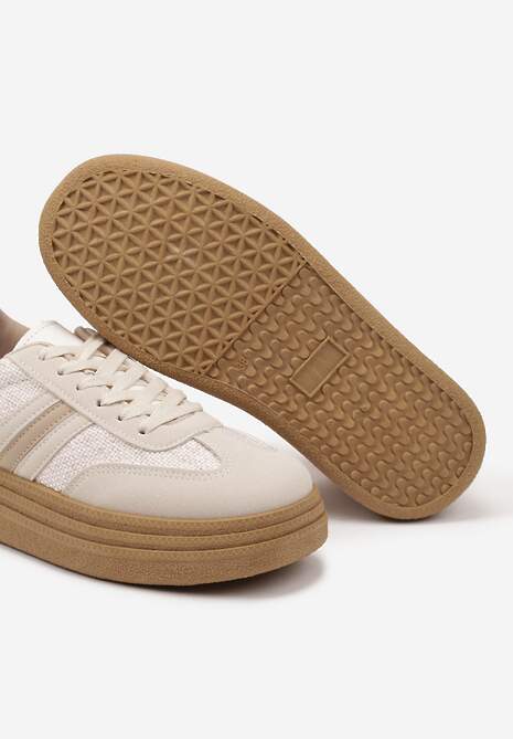 Ciemnobeżowe Sneakersy Kultowe Tenisówki na Grubej Podeszwie Gonelis 6
