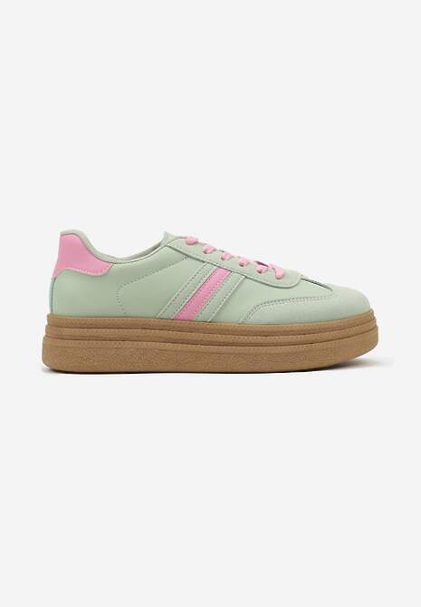 Jasnozielone Sneakersy Kultowe Tenisówki na Grubej Podeszwie Gonelis 4
