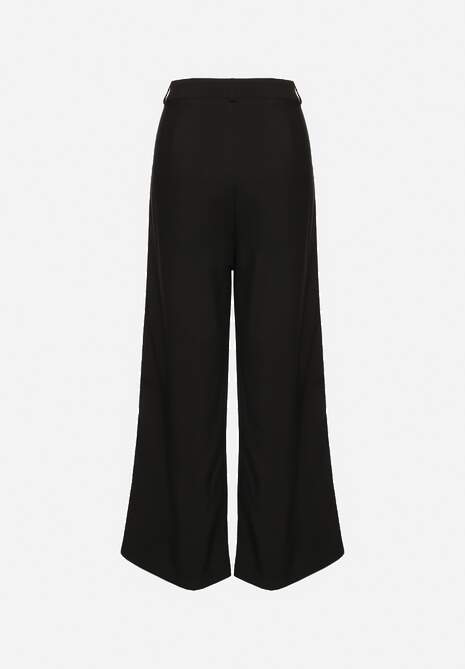 Czarne Spodnie High Waist Garniturowe z Szerokim Nogawkami Silzemia 7