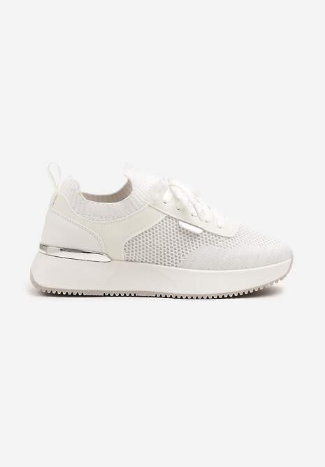 Białe Sneakersy z Siateczkową Cholewką Saramis 4