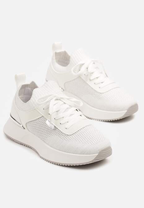 Białe Sneakersy z Siateczkową Cholewką Saramis 5