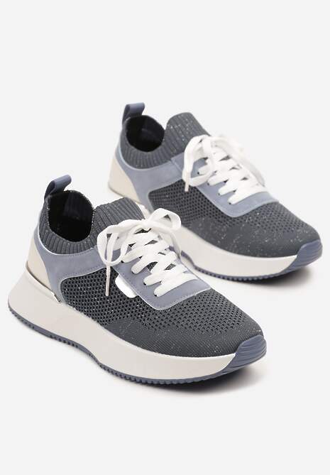Niebieskie Sneakersy z Siateczkową Cholewką Saramis 5