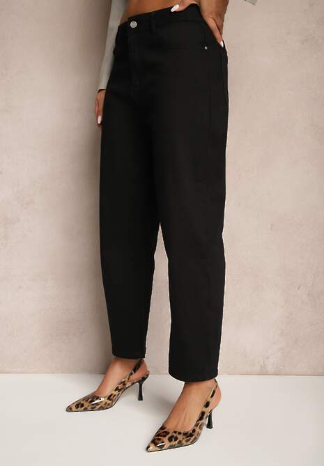 Czarne Jeansy Mom Fit High Waist Ivelapis 4